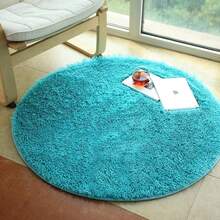 lochas Princess Castle Rug 4ft Round - Teal Blue Fluffy Shag Carpet For Girls Room ,Ultra Soft Non-Slip Nursery Rug, Cute Circle Floor Mat For Toddlers - 水鴨藍 - 查看 2