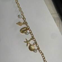 1pc Gold Starfish Conch Shell Charm Bracelet For Women Beach Resort Boho Style Shell Starfish Bracelet, Beach Resort Jewelry, Summer Jewelry, Birthday Gift