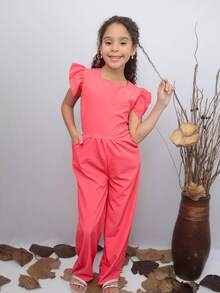 Stylish Long Jumpsuit For Children And Young People - Salmon - View 3