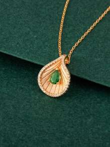 Folli Follie Necklace For Women Jewelry Gift For Women 925 Sterling Silver Cubic Zirconia Waterdrop Gamstone Pendant Necklace For Women For Gift