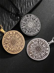 Collier avec pendentif en acier inoxydable, symbole de Salomon, divination mystique, cadeau à la mode et punk pour hommes et femmes