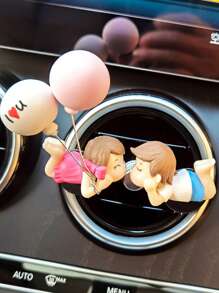 2pcs Cute Couple Doll Decorations For Car Interior, Fit For Dashboard, Air Vent, Display