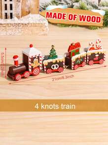1 pieza Decoración de tren de madera de 4 secciones para Navidad, regalo para fiesta navideña, lindo adorno de madera para ventana, jardín, mesa, decoración navideña para el hogar, habitación y mesa, colgante decorativo para Navidad, Feliz Navidad
