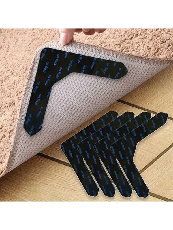 8 pièces de ruban adhésif pour tapis double face, matériau PC lavable antidérapant, réutilisable, pour sols en bois et carrelage, usage intérieur