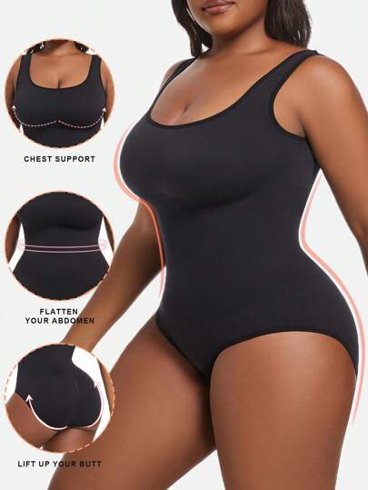 1 pièce Body moulant pour femmes en tailles grandes, gaine de taille, conception sans couture pour un lissage doux