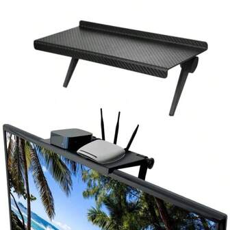 1pc Multi-Function Suspension Support Bracket - Made Of Plastic, Suitable For Computer, TV, Router, Set-Top Box - No Drilling Installation, Space Saving, Adjustable Angle, Practical Rack