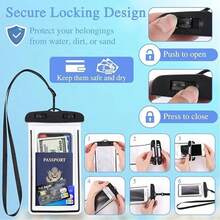 Large Floating Waterproof Phone Bag, Suitable For All Mobile Phones, Suitable For Surfing, Pipeline Travel, Beach, Boating, Fishing, Swimming, Kayaking, Snorkeling, Cruise Ships, Water Parks And Other Vacation Travel Essentials, Perfect For Couples. - 黑色 - 查看 3