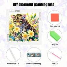 1 套卡通动物图案钻石画套件，DIY 特殊形状水晶钻石部分马赛克手工工艺品，手工艺术礼物，节日派对装饰，无框帆布墙艺术，适用于卧室、办公室、客厅（11.81x11.81 英寸）