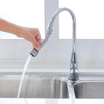 1 roestvrijstalen keukenkraanverlengstuk - 2-standen sproeier/beluchter, draaibaar en waterbesparend