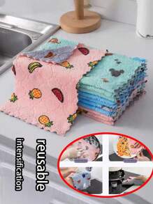 20pcs Kitchen Cleaning Cloth, Reusable Dishwashing Cellulose Sponge Cloth With Strong Water Absorption, Coral Velvet Cleaning Rag, Quick-Dry Towel For Kitchen Cleaning