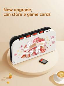 Bolsa de almacenamiento/Estuche protector 2 en 1 con diseño de conejo y fresa, compatible con Switch 2/Switch OLED/Switch NS, con soporte incorporado, almacena hasta 10 tarjetas de juego, portátil, anti-caída y anti-presión - Multicolor - Ver 19