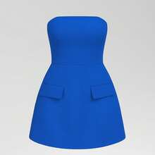 Women's Short Tailored Dress - Royal Blue - View 1