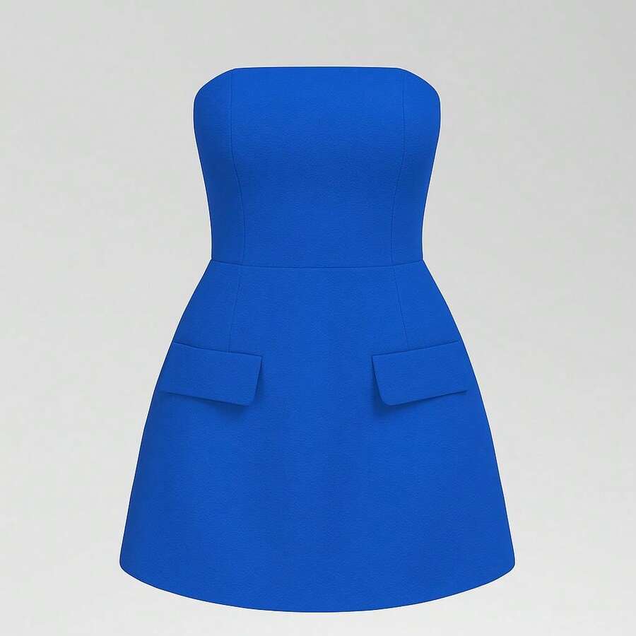 Women's Short Tailored Dress - Royal Blue - View 1
