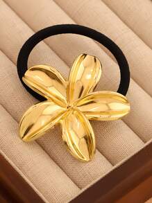 1 pezzo Fermaglio per capelli elegante e minimalista con design floreale geometrico, 5 petali in metallo e perla, adatto per code di cavallo e basette, perfetto come regalo di gioielleria per tutte le stagioni, elastico per capelli, accessori per capelli dorati, accessori per capelli, fermacode, elastici per capelli