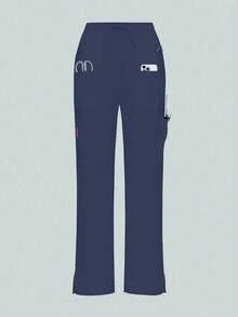 Women's Nursing Pants, Comfortable Pants, Solid Color Simple Multi-Pocket Pants Spring - Navy Blue - View 3