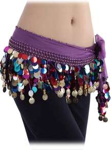 肚皮舞亮片腰带金铜币肚皮舞臀巾女士肚皮舞腰链舞蹈表演腰带