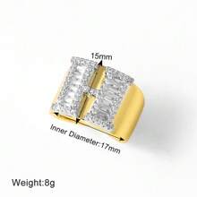 Chunky CZ Crystal 26 Letter Rings For Women Gold Silver Color Wide Rings Initial Jewelry Party Gifts