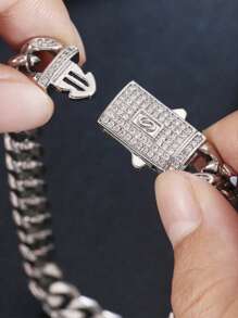 1 Piece Hip Hop Bling Iced Out Gold Silver Color CZ Cuban Miami Chain Necklace Link Chain For Men Rapper Jewelry