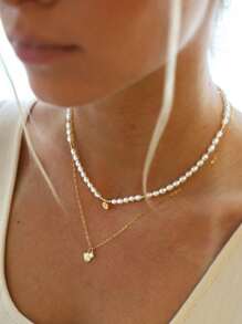 1 Peça Colar Minimalista Moda Banhado a Ouro 14k/Prata com Concha e Pérola, Adequado para Senhoras/Meninas, Use no Dia de Trabalho ou de Presente