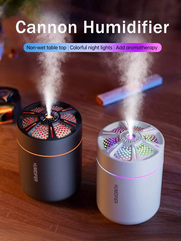 Petit humidificateur de voiture, humidificateur à brumisation à froid de 180 ml, humidificateur d'air ultrasonique silencieux, 2 modes de fonctionnement, peut s'éteindre automatiquement à une heure fixe, avec veilleuse, disponible en blanc et noir