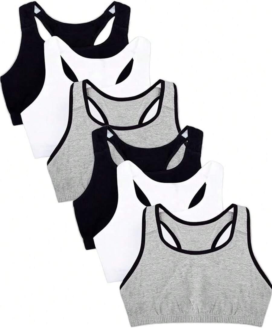 Women's Built Tank Style Sports Bra Value Pack Push Up Bras - 混紡灰 W. 黑/白/黑/混紡灰 W. 黑/白/黑 - 查看 1