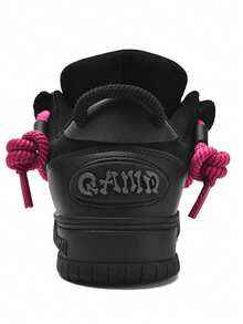 Q-AND Retro National Sports Shoes Thick Bottom Bread Shoes Height Increase Couple Style Comfortable Casual Board Shoes Men's Shoes - màu đen - Xem 2