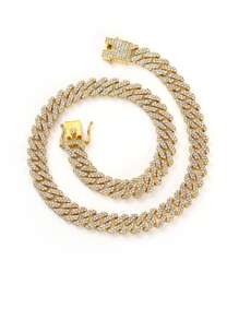 12mm Hiphop Double Row Diamond Cuban Chain Necklace, Fashion Hiphop Rap Music Style Necklace Bracelet Jewelry For Men And Women, Suitable For Daily Wear, Birthday Party, Christmas, Thanksgiving, Gift For Family And Friends