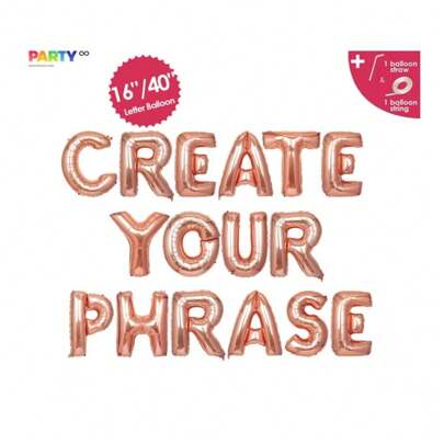 16Rose Gold Letter Balloons Banner | 16/40'' Mylar Custom Phase Balloon Banner | Birthday Party Decor Name Balloons BannerDefault Golden Balloon