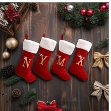 20in/48cm 26 Alphabet Letters Knit Monogram Stockings, Stockings Large Monogram Christmas Xmas English Letters Hanging Stockings Socks Double Sided Fireplace Hanging Stockings For Party Decoration New Year Party Gift Favors Supplies,Personalized Initial Stocking, Family Holiday Xmas Party Decor Birthday - Multicolor - View 2