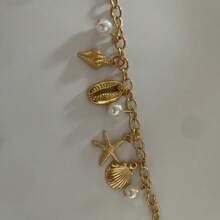 1pc Gold Starfish Conch Shell Charm Bracelet For Women Beach Resort Boho Style Shell Starfish Bracelet, Beach Resort Jewelry, Summer Jewelry, Birthday Gift