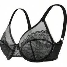 Minimizer Bras Women Full Coverage Underwire Bras Plus Size Lifting Lace Bra Heavy Breast - 黑色 - 查看 4