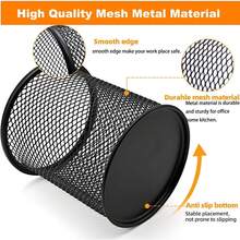 Qualsen 2 Packs Pen Pot, Pen Holder, Black Pencil Pots, Pen Holder For Desk, Mesh Desk Organizer Pen Pot Pencil Holders, Stationery Supplies Pencil Pots For Office, Home, Classroom New Pencil Holder Office Desk Metal Mesh Square Pen Pot Cup Case Container Organiser Durable Pencil Case