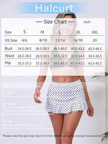Halcurt Women's Low Waisted Ruched Ruffle Swim Skirts With Hipster Bikini Bottoms Tummy Control Swimsuit - White/Polka Dot 1 - View 6