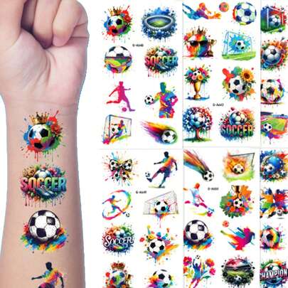 2025 New Football Stickers,Cute Cartoon Boys Girls Temporary Stickers-Lasts 2-5 Days, Children's Waterproof Funny Arm Fun Party, Computer Book Stickers, Pencil Case Stickers, Temporary Stickers, Back To School Essential Cute Stickers DIY Dress-Up Stickers Self-Made Stickers Interesting Toys Holiday Party Decoration Stickers Gift Bag Decoration Stickers