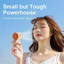 New Portable Turbo Small Air Cannon Handheld Fan 150 Wind Speeds Adjustable Mini Electric Fan USB Charging Fan Outdoor Mini Fan - Pink Orange - View 10