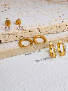 3 pares de pendientes de mujer con piedras de CZ brillantes