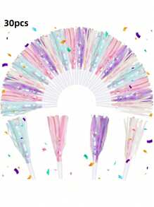 6 piezas/24 piezas Matracas de fiesta, fabricantes de ruido con flecos metálicos brillantes para cornetas de fiesta de cumpleaños, graduación, eventos deportivos y suministros de fiesta