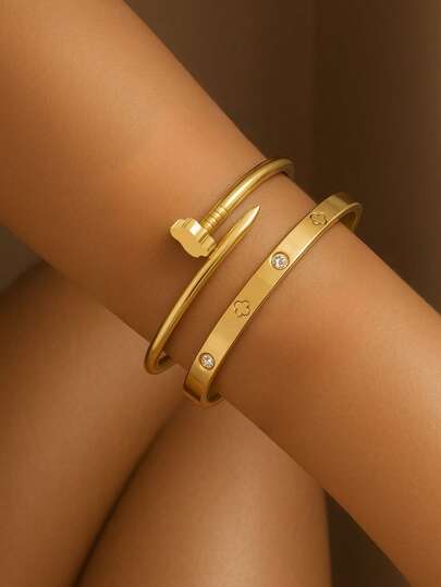 3 件新款方晶锆石四叶草指甲手链，适合女士，18K 镀金，适合女性、派对、不锈钢手链，适合日常佩戴，欧美风格，个性化、大方、奢华方晶锆石腕带，婚礼首饰套装，适合女孩、女士、亲戚、朋友的礼物，美丽的婚礼、生日、情人节、妈妈、母亲、母亲节、礼物