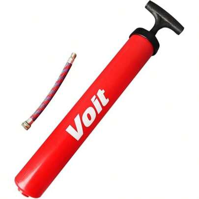 Bomba de Aire Voit para Inflar Balones de 12 Pulgadas Multicolor Con Aguja, Boquilla y Extensión de Manguera Apta para Balones de Futbol, Basquetbol, Voleibol,  Globos, etc.