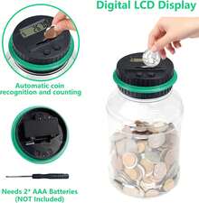 Digital Counting Piggy Banks For Adults, 1.8L Capacity Coin Bank With LCD Counter Display, Transparent Money Coin Jar For Money Saving, Holds All US Coins, Ideal Gift For Boys Girls (Green) - Lime Green - View 2