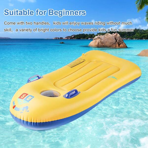 1pc Yellow Thick Surfboard, Summer Beach Fun Floating Surfboard With Handle For Adults, Safe Surfboard