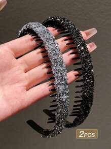 2 Stück/Set vielseitige bunte Strass Haarreife für Frauen, können verwendet werden um lose Haare zu fixieren, geeignet für den täglichen Gebrauch und zum Waschen, verleihen einen modischen und eleganten Touch, Haarband, Haarreifen