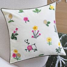 1 件刺绣抱枕套 45x45 农舍客厅装饰抱枕花卉沙发靠垫套，无枕芯