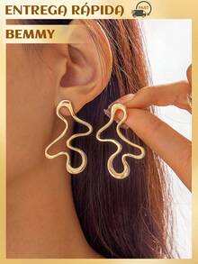 BEMMY European And American Style Irregular Earrings, Suitable For Parties And Daily Wear - 金色 - 查看 6