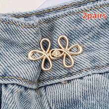 2/4pcs Four-Leaf Clover Buckle Waist Adjusters, Sewingless Adjustable Waistband, Detachable Pants Clips Fit For Various Pants