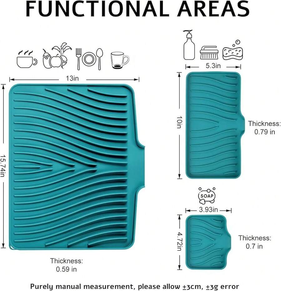 ER Kitchene Dish Drying, Stone Drying Kitchen Counter With Built-In Din, Non-Slip Din Pad With Built-In Din, Heat Resistant Stone Drying, 1Pcs 19. X 17, Greykitchen Accessories