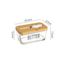 600 Ml Glass Butter Dish With Sealed Bamboo Lid And Butter Knife, Airtight Container For Storing Cream Cheese - 棕色 - 查看 3