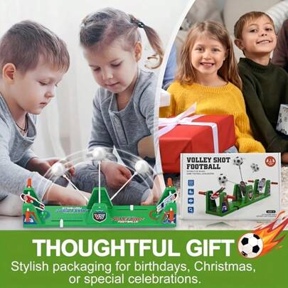 2-Player Volley Soccer Toy - Interactive Parent-Child Sports Game With Rotating Arms & Soccer Balls, ABS Plastic Hand-Eye Coordination & Reaction Time Activity Toy For Kids, Birthday Christmas Gift For Boys & Girls, Dynamic Playset, Playset
