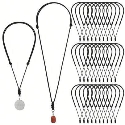 Local Delivery- Cord Rope Adjustable Double Knotted Handmade Craft Men Choker With Metal Ring For Hanging Pendants Cord 14-26 Inches Thick 2 Mm 30pcs