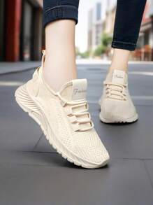 1 Pair Women's Casual Sports Shoes, Soft Upper, Non-Slip Sole, Skin-Friendly Material Conforms To Feet, Shock-Absorbing Outsole, Lightweight For Comfortable Walking